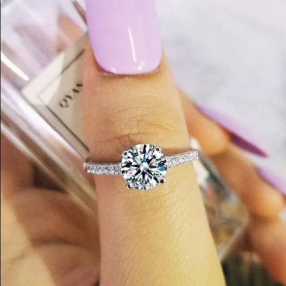 925 Sterling silver diamond engagement ring